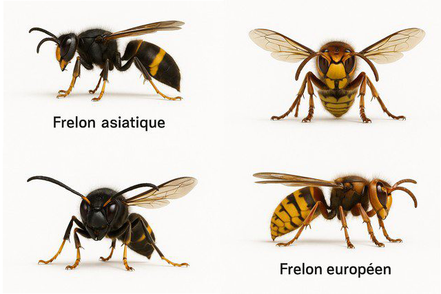 Différences entre le frelon asiatique et le frelon européen
